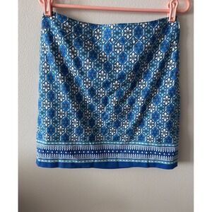 Talbots A-Lined Skirt Size 6 Geometric Floral Cotton Blend Side Zip Colorful